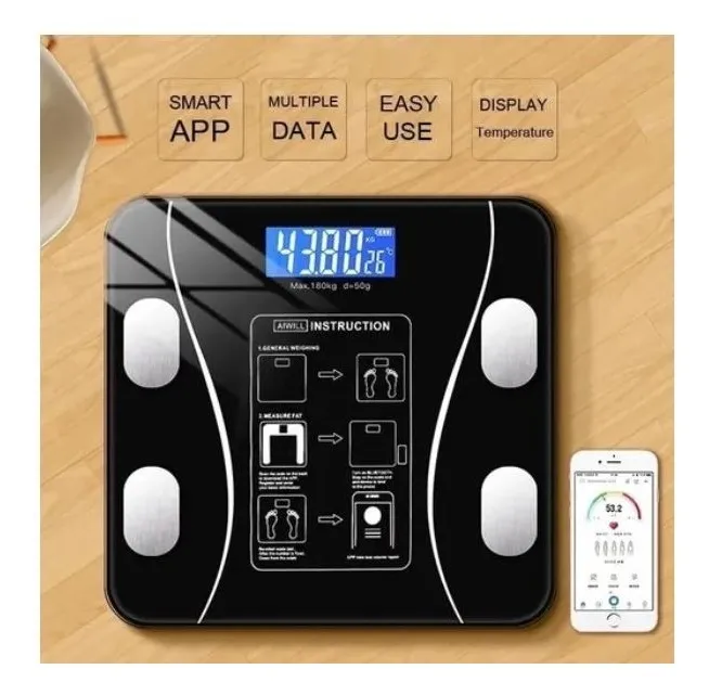 Balanza Digital Inteligente Bluetooth Control  Peso Grasa 