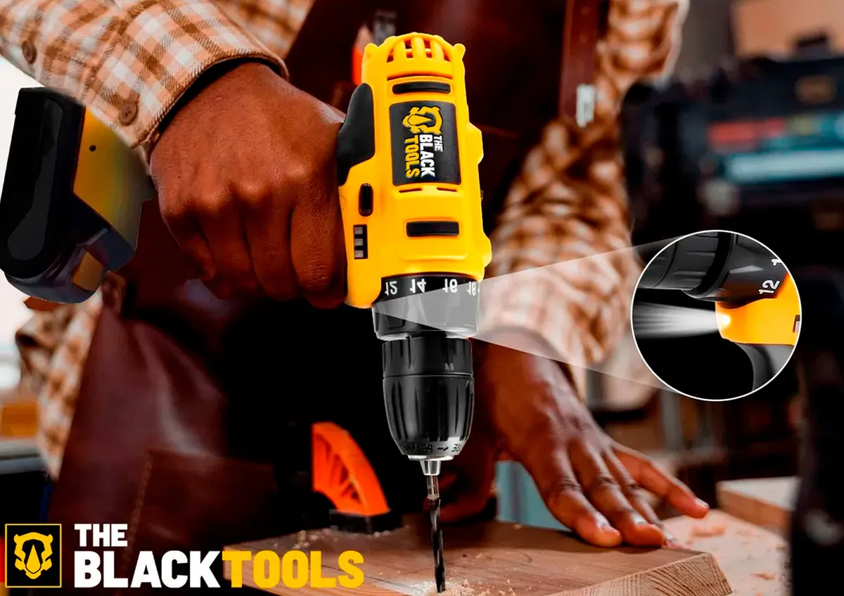 Jogo De Ferramentas 169 Peças Com Maleta E Furadeira Parafusadeira Sem Fio A Bateria Tb-12e 12v 3/8 10mm The Black Tools - Vista 9