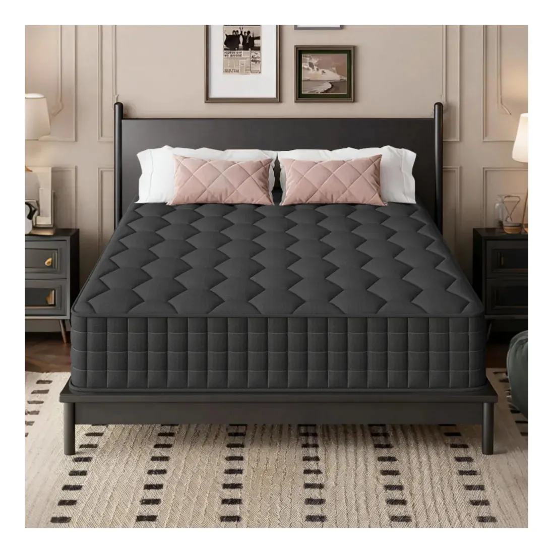 Colchon Matrimonial Híbrido Memory Foam Viscoelástico + Resortes - Soporte Lumbar Ortopédico Y Ergonómico, Alta Densidad, Hipoalergénico Y Antiácaros - 250 Kg De Resistencia - En Caja