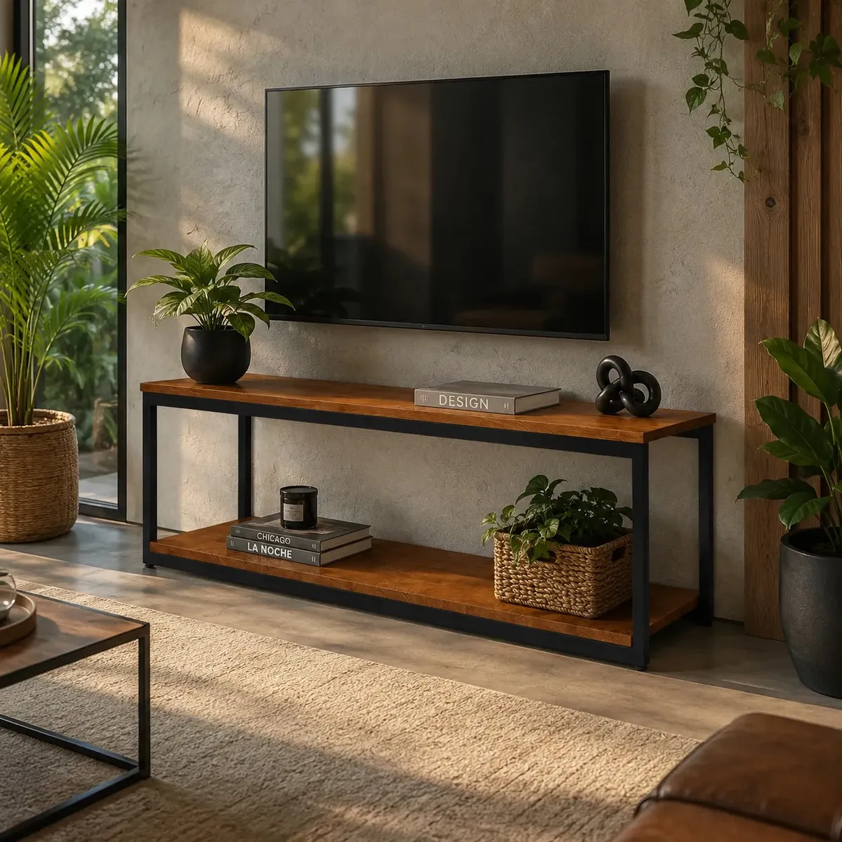 Rack Para Tv Até 55 Polegadas Bancada 2 Porta 2 Gav Preto Cedro/preto