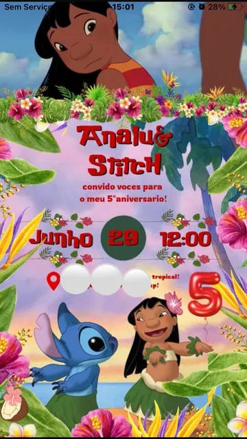 Convite Virtual Animado Lilo E Stitch (todos Os Temas)