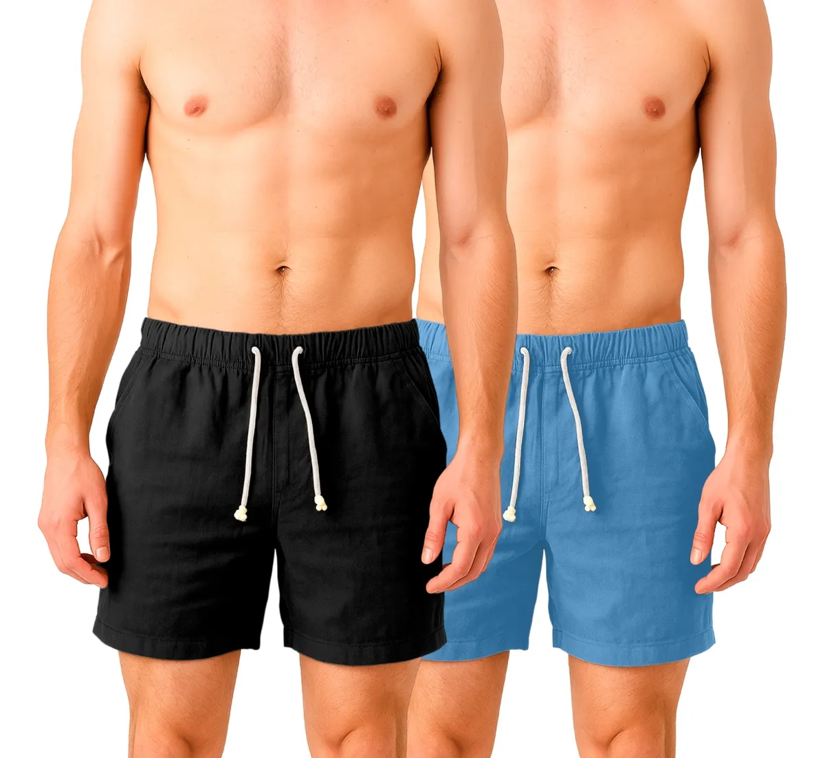 Kit 2 Shorts Linho Premium Bermuda Masculina Moda Praia Luxo