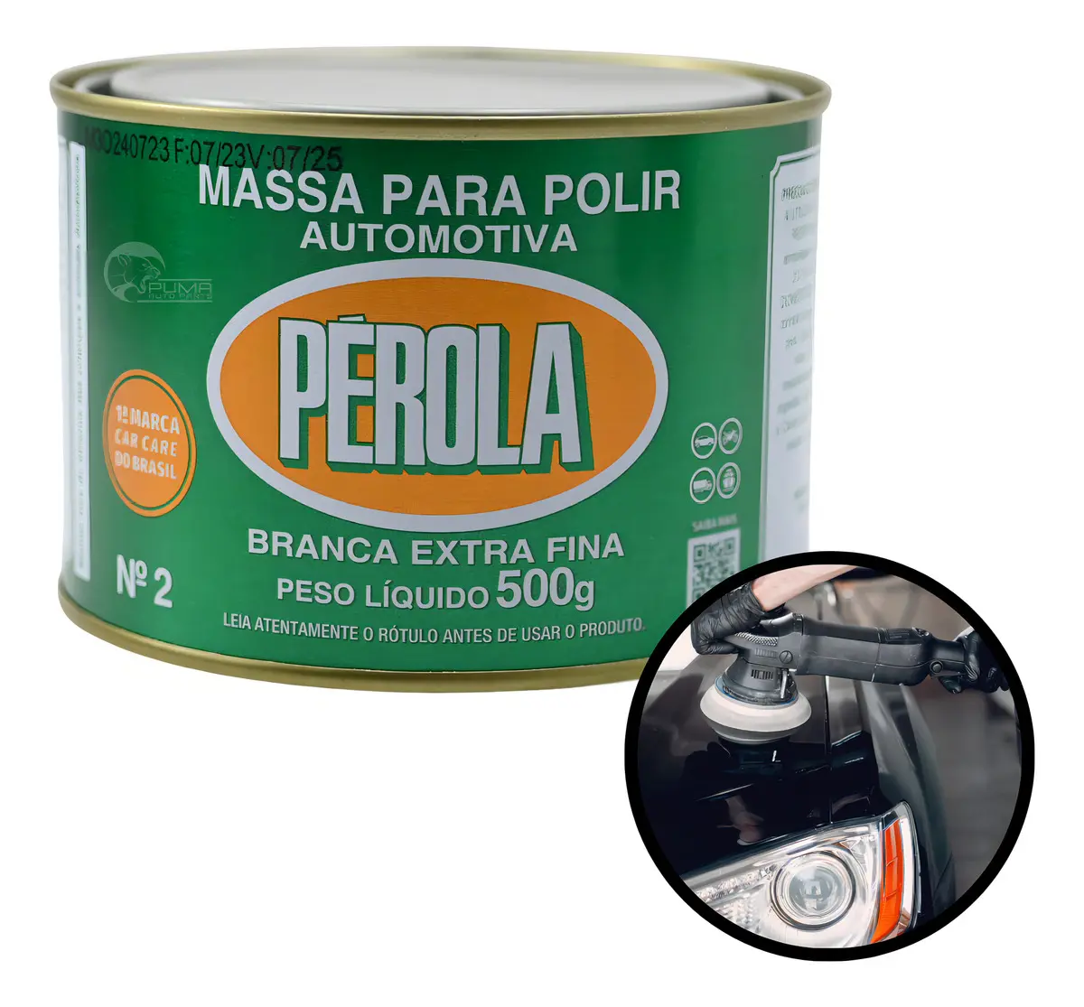Massa de Polir Automotiva Pérola Extra Fina N 2 Carnaúba 500g Branca