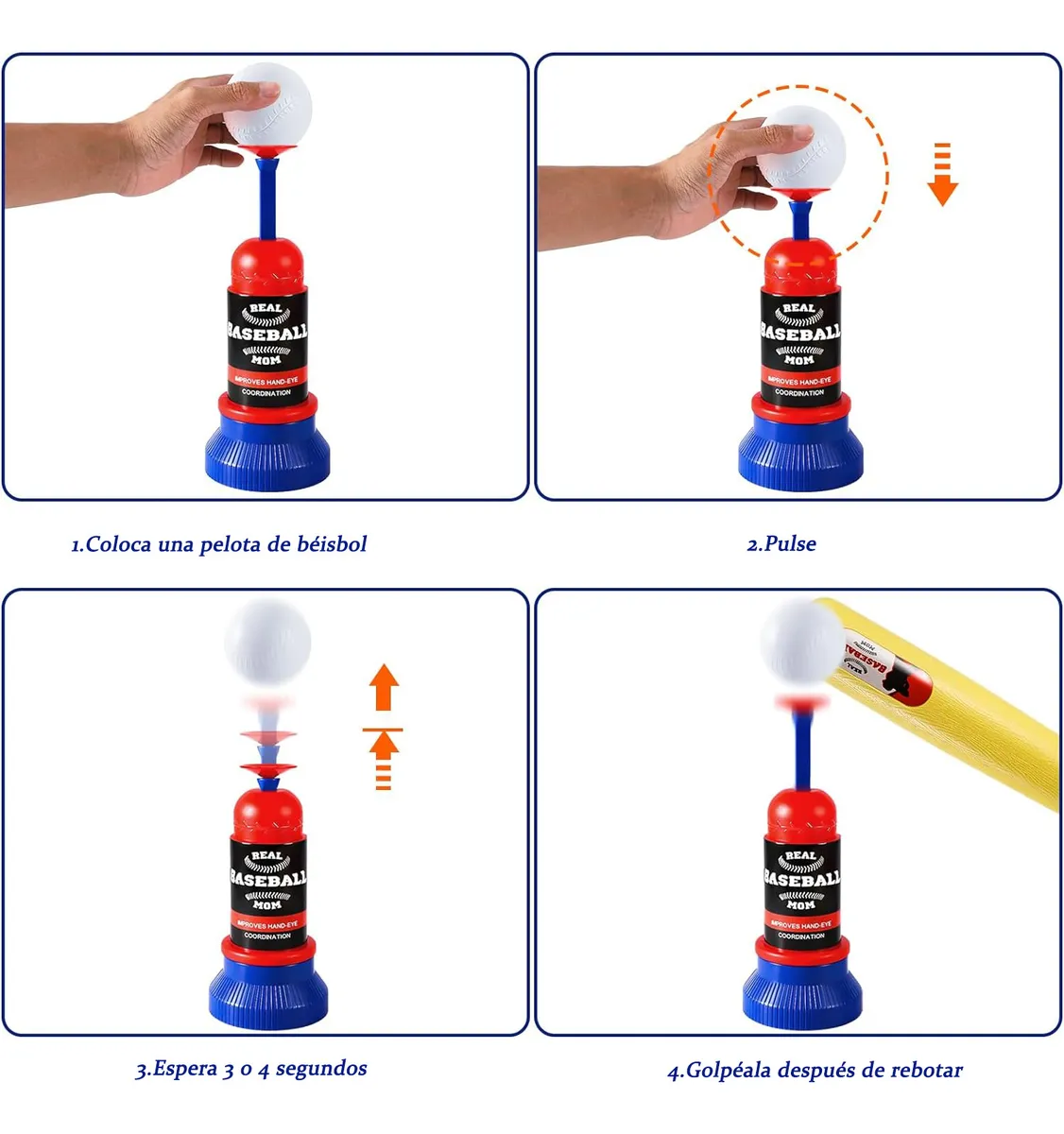 Juguete De Béisbol De Niños Con Lanzador Y 6 Bolas Juguete