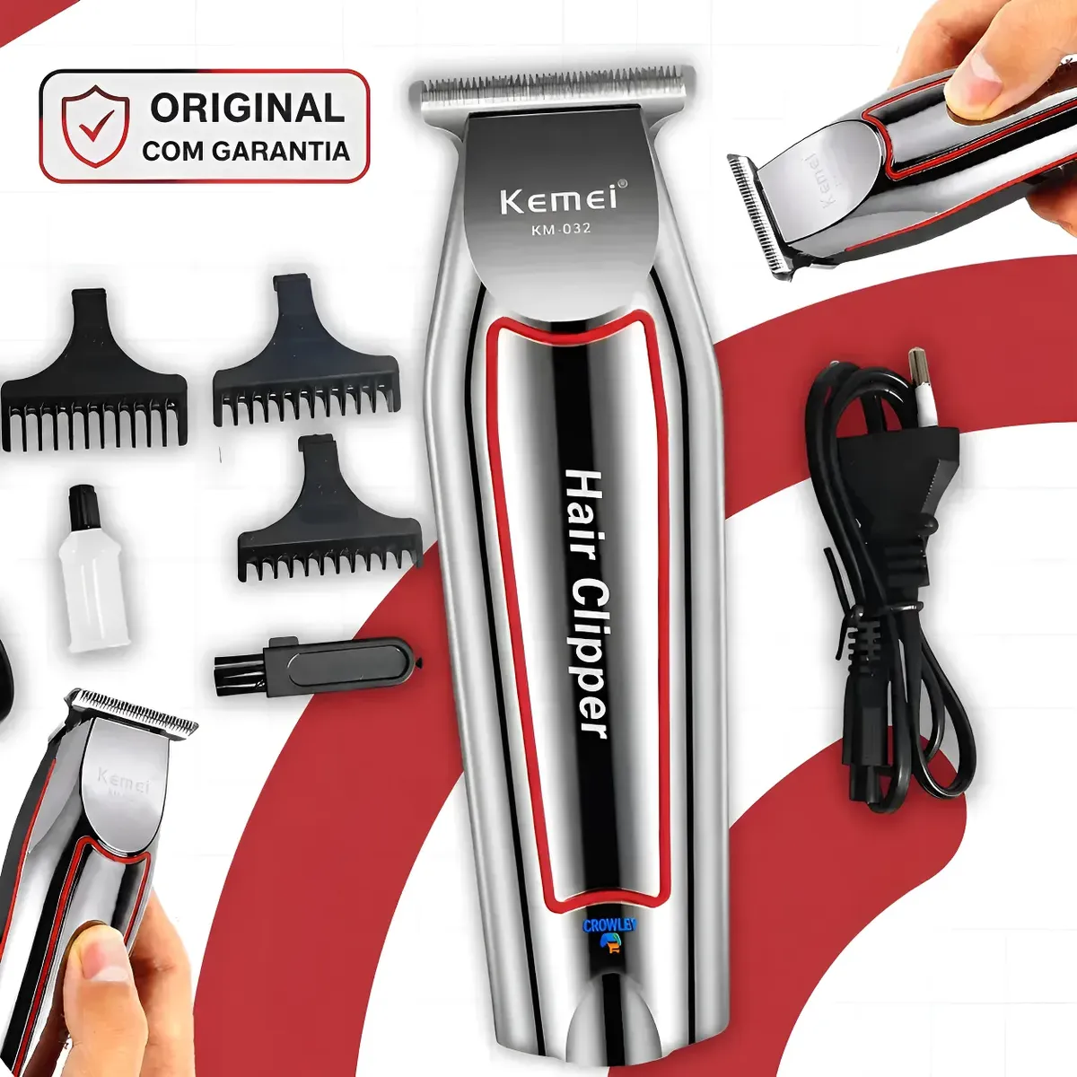Maquina Acabamento Cortar Cabelo Barba E Pelos Kemei 032