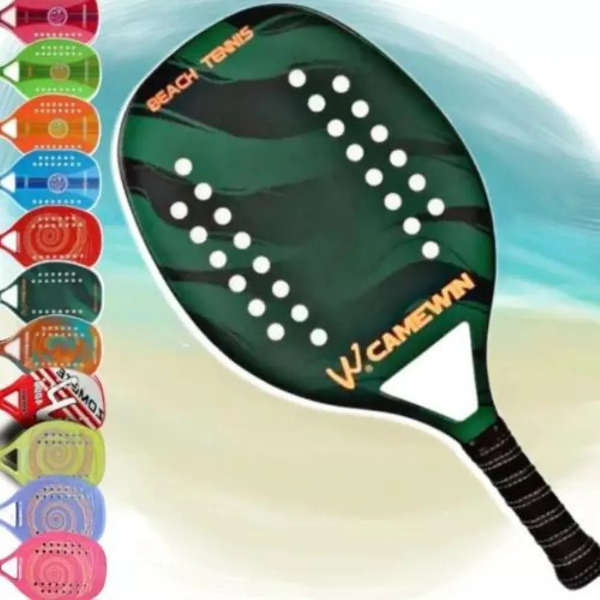 Raquete Beach Tennis Carbono Camewin + Estojo Cor Verde