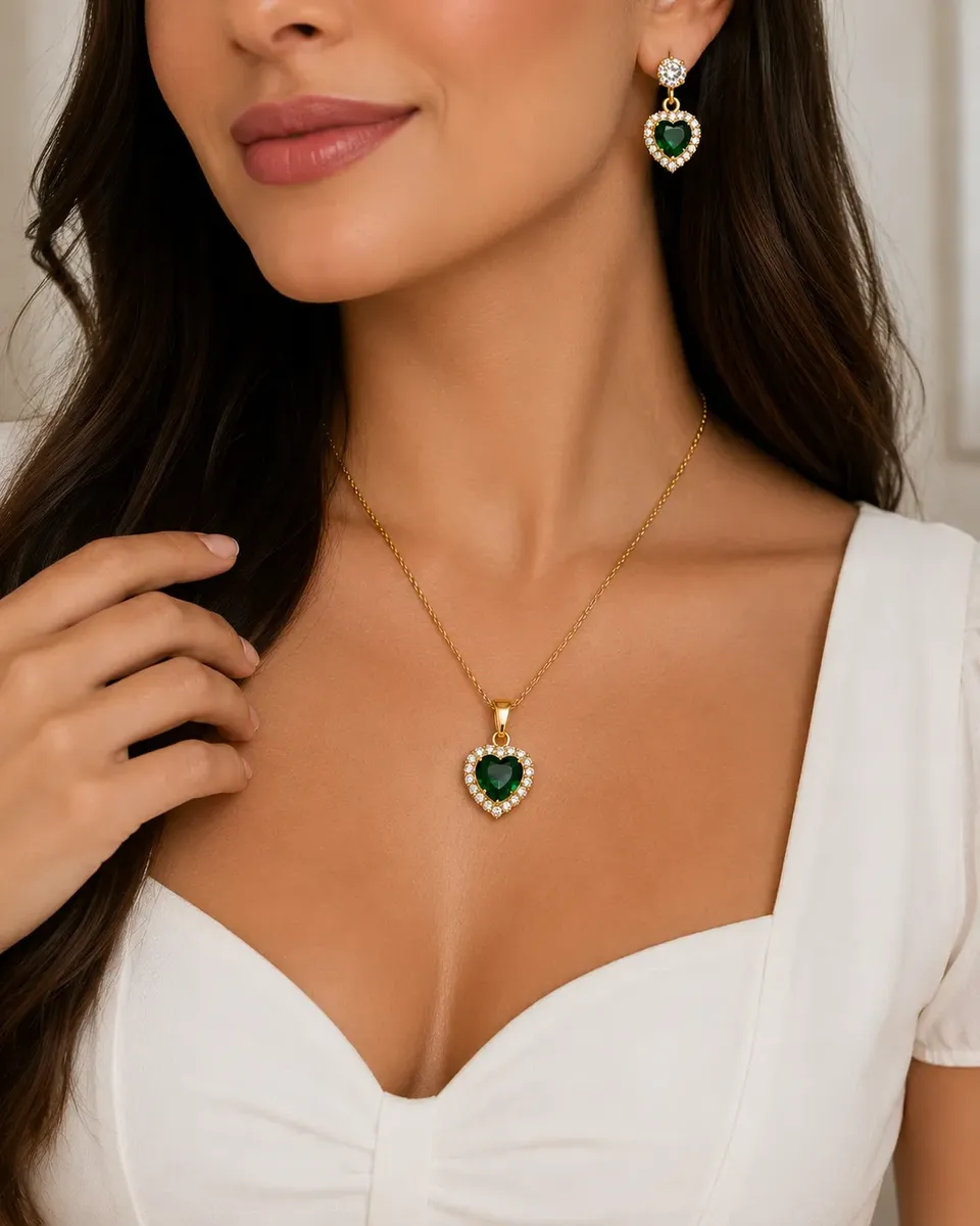 Conjunto Colar Brinco Zirconia Folheado A Ouro 18 K Presente — foto 4