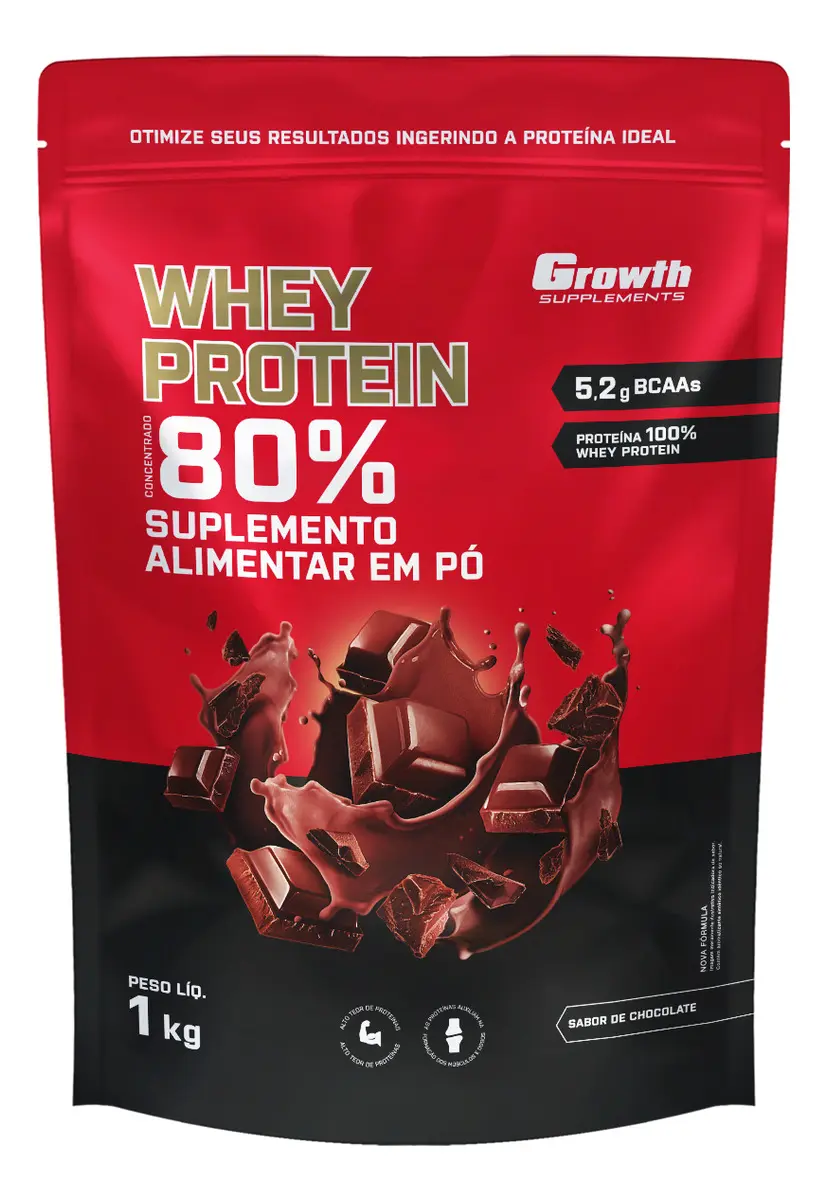 Kit Growth: Whey Protein Concentrado Chocolate 1kg + Creatina Creapure Sem Sabor 250g