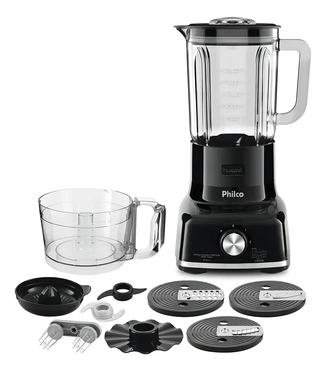 Multiprocessador 9 Em 1 Glass Turbo 1400w Pmp1600p Philco Cor Preto - Imagem 4