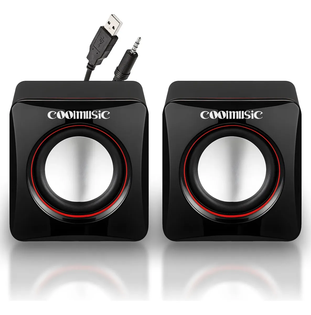 Caixa Caixinha De Som Potente Pc Notebook Subwoofer Para Computador 6w Usb P2 Coolmusic Preto 127/220v