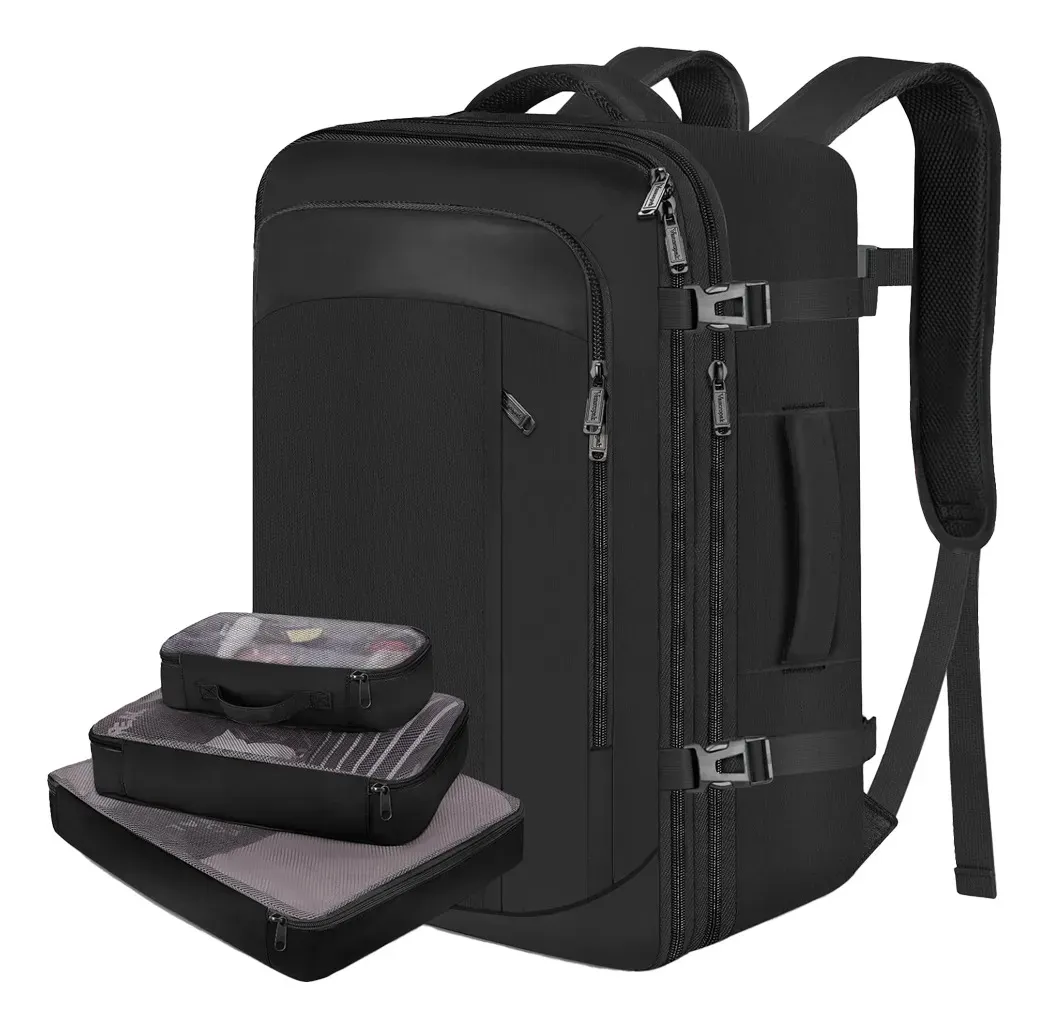 Mochila Viagem 40L Grande Expansível Antifurto Impermeável Aviao Mala De Mao Item Pessoal Masculina Feminina Yorepek Liso