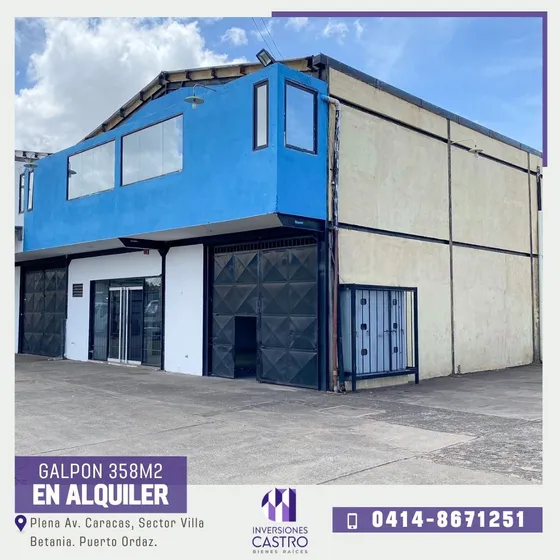 En Alquiler:  Galpón De 358m2, Ubicado En El Sector Villa Betania Plena Av. Caracas. Ideal Para Cualquier Tipo De Actividad Comercial.