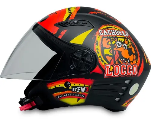 CAPACETE OPEN CACHORRO LOCCO 58 PT/FOSCO FW3