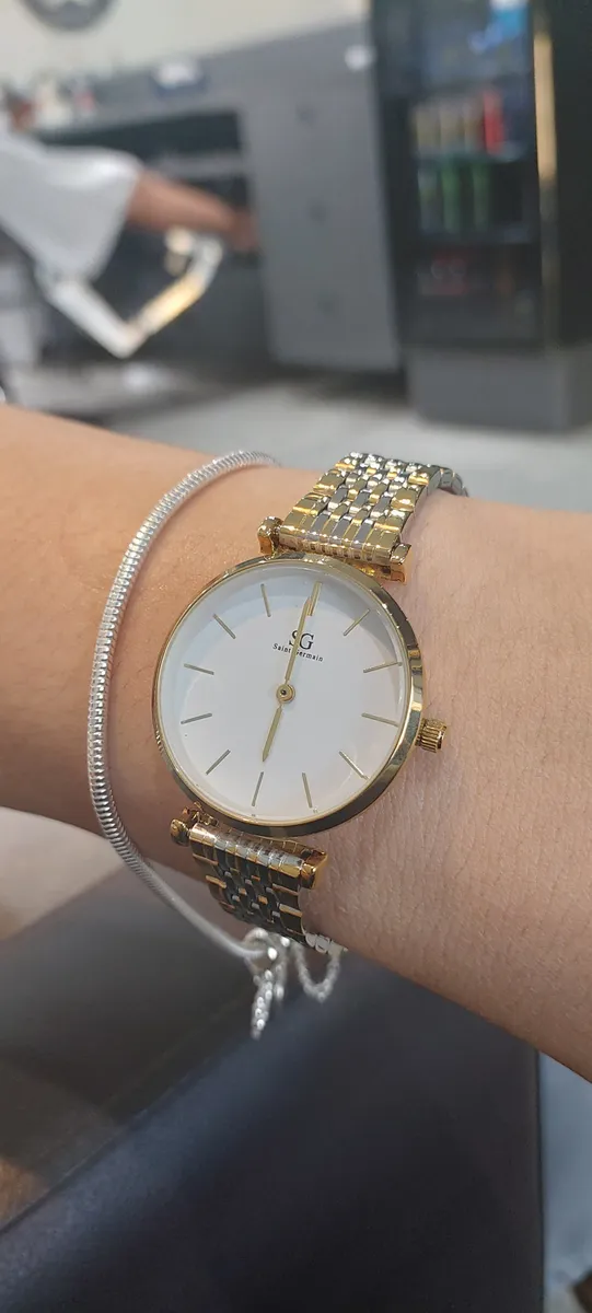 Relógio Feminino Dourado Astoria Saint Germain Bicolor 32mm Dourado Branco