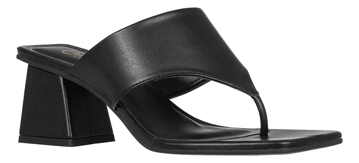 Sandália Feminina Salto Geométrico Grosso Tamanco De Dedo