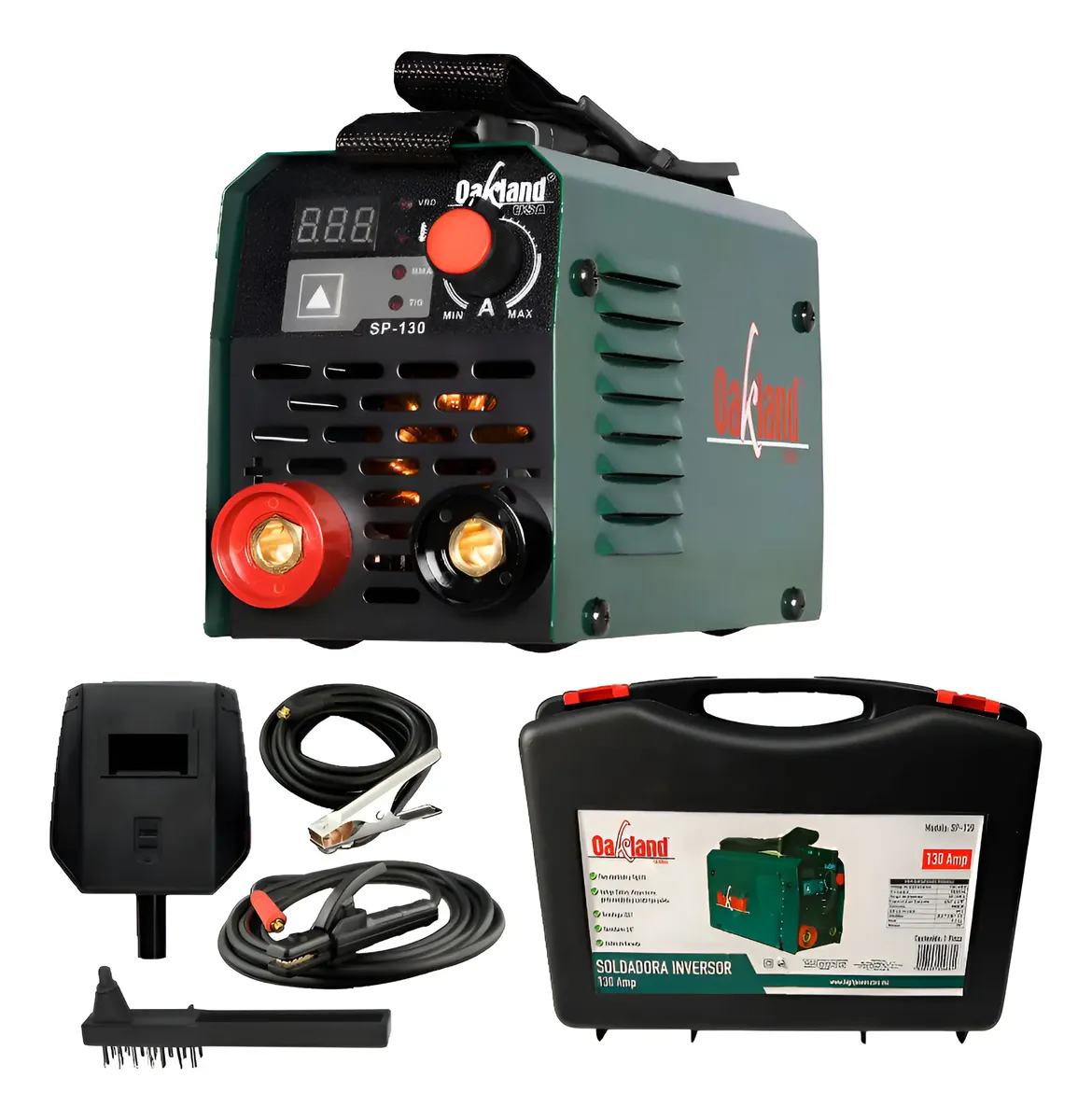 OAKLAND Soldadora Inverter Minitig Mig 130A E6013/7018 Color Azul Petróleo Frecuencia 60 Hz OAKSP-130