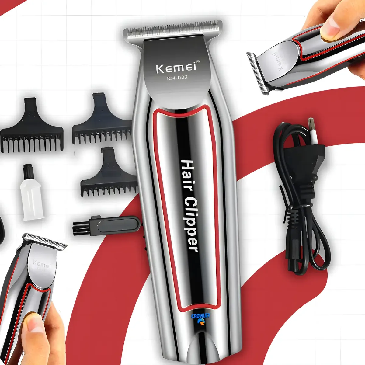Maquina Acabamento Cortar Cabelo Barba E Pelos Kemei 032
