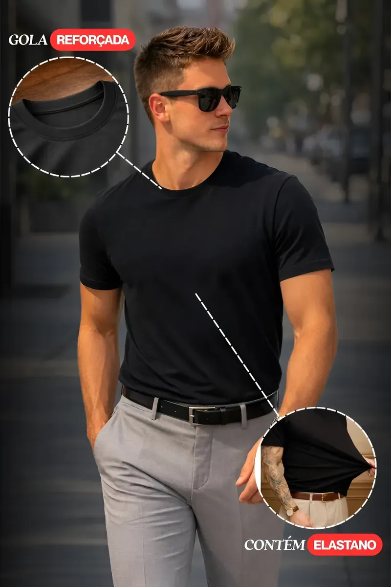 Camiseta Basica Modal Masculina Algodão Malha Peruana — foto 3