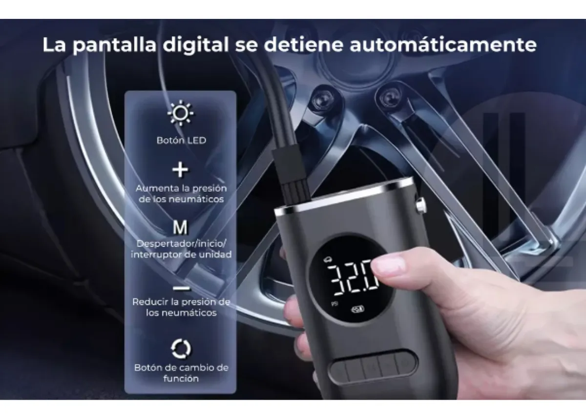 Compresor De Aire Portátil Recargable Auto Moto Linterna