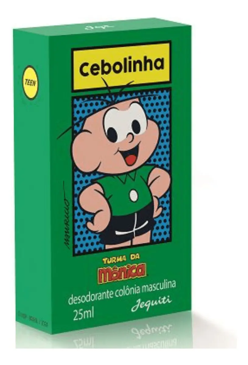 Rótulo da colônia com personagens da Turma da Mônica Cebolinha colônia 25mL