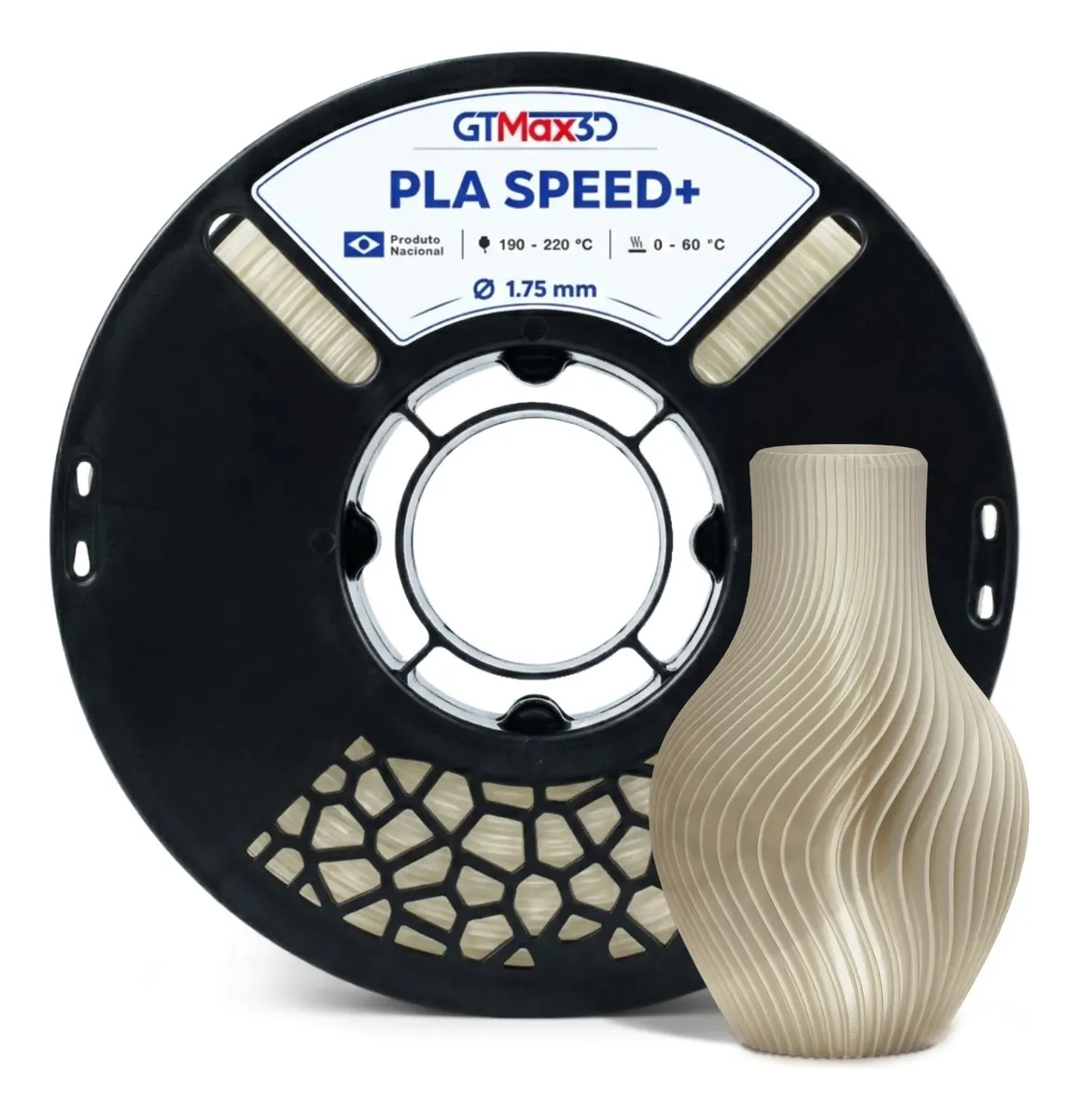GTMAX3D PLA Speed+ 1.75mm 1kg — Sem Pigmentação Translúcido