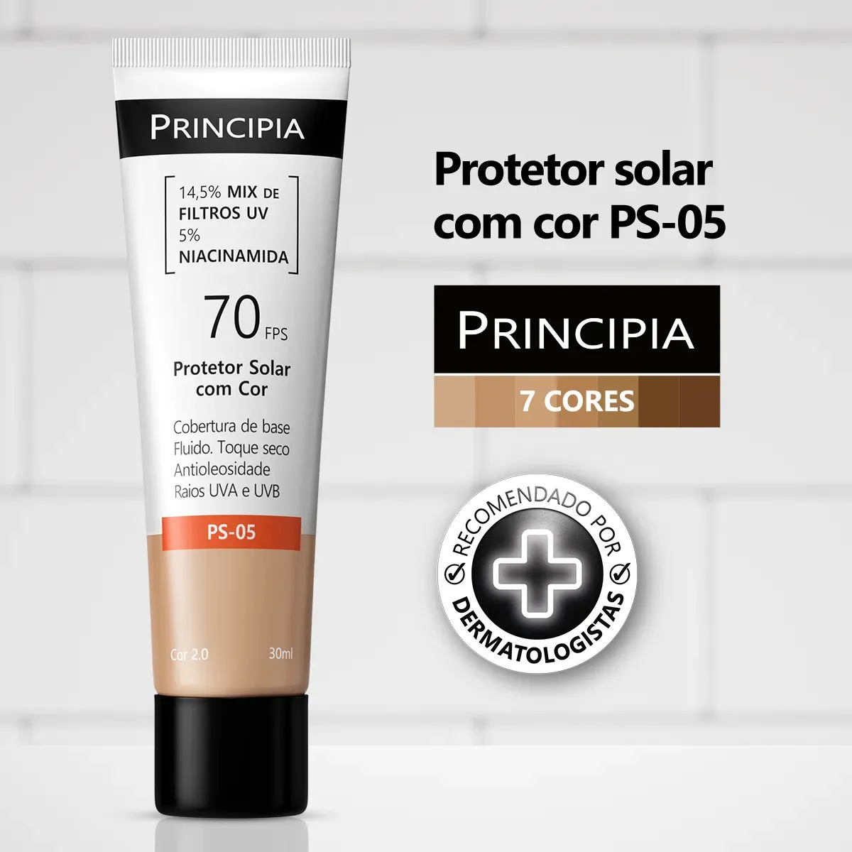 Protetor Uv Principia Skincare Com Cor 2 Ps05 Fps70 30ml