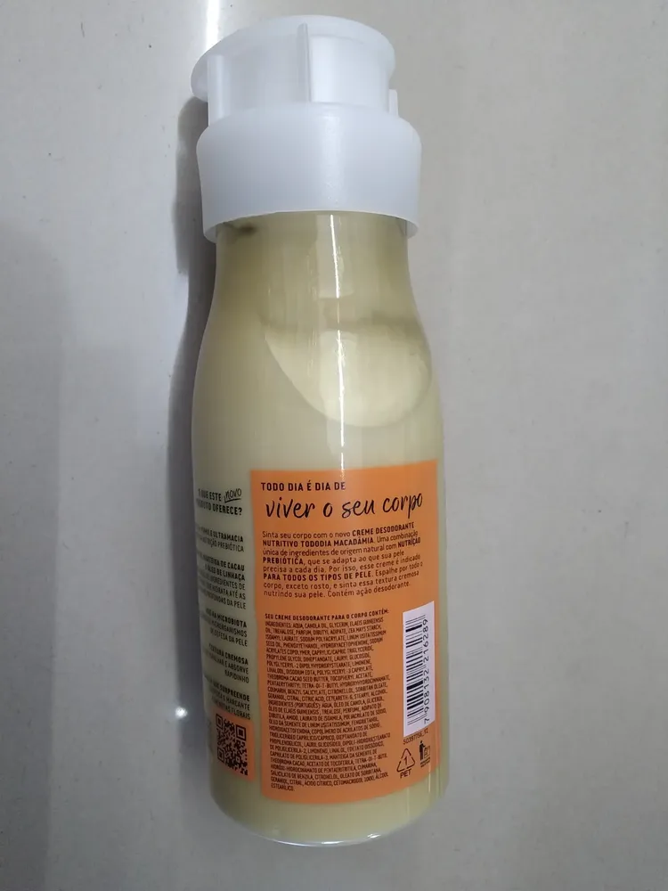 Creme hidratante corporal Natura Tododia Macadâmia e Algodão