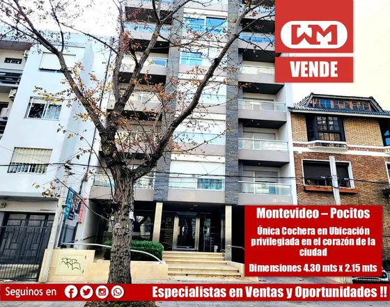 Venta Cochera Garaje En Pocitos Montevideo Única En Ubicación Privilegiada Cubierta Muy Cómoda En El Corazón De La Ciudad
