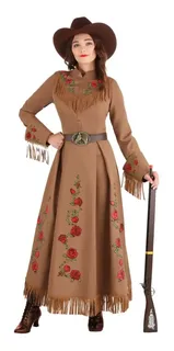 Disfraz De Mujer Del Salvaje Oeste – Vestido Marrón De Smiffys Para Fiestas De Vaqueras Y Halloween