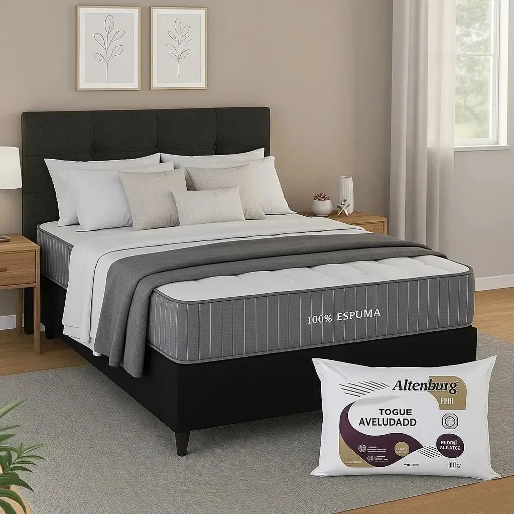Sommier Plaza Y Media Colchon Espuma reversible
