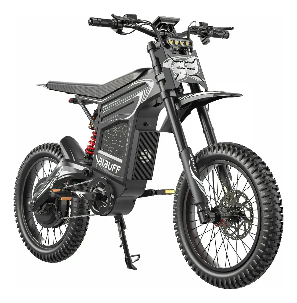 Moto elétrica off-road GT600 preta com 7500W de pico
