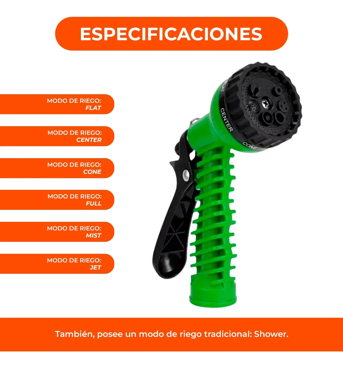Manguera Expansible 23 Metros + Pistola De 7 Funciones