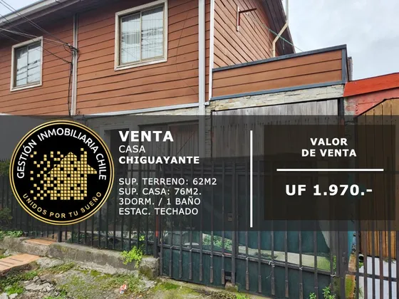 Se Vende Casa 3d/1b Pocas Cuadras Costanera Chiguayante