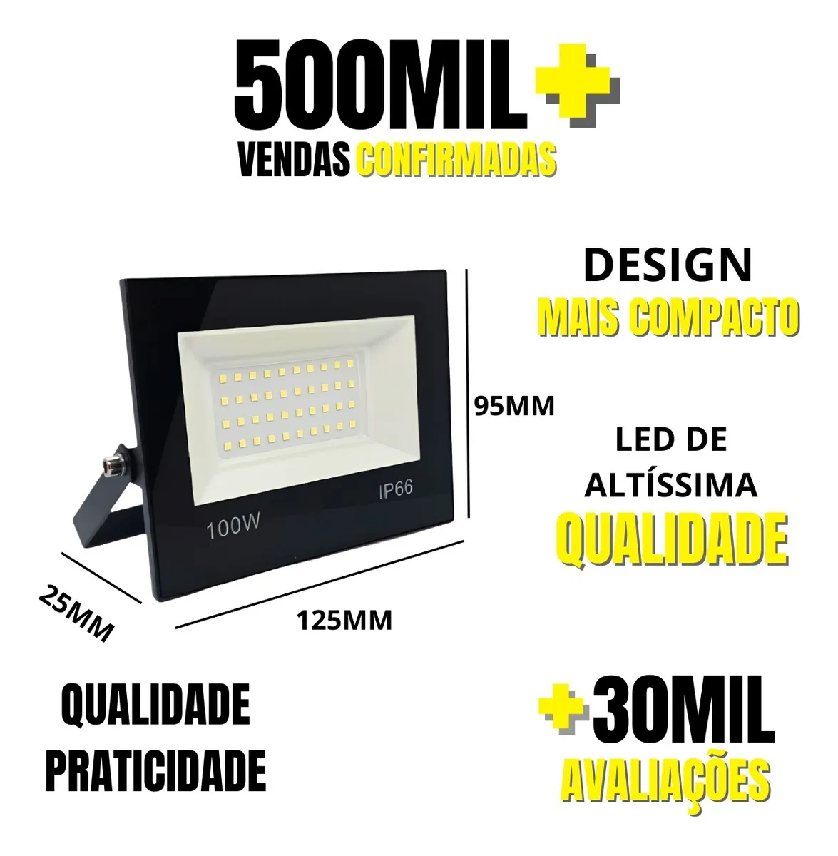 Refletor Led 100w Smd Prova D´água Ip66 Holofote 6500k