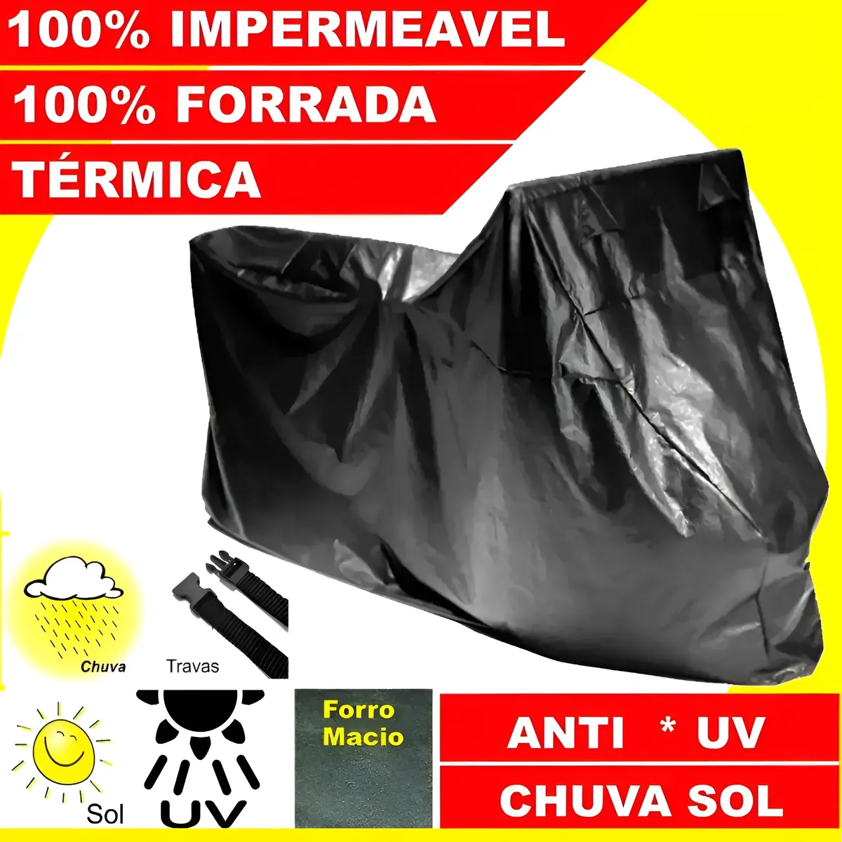 Capa Cobrir Anti Uv Chuvas Moto 100% Forrada Proteção Total