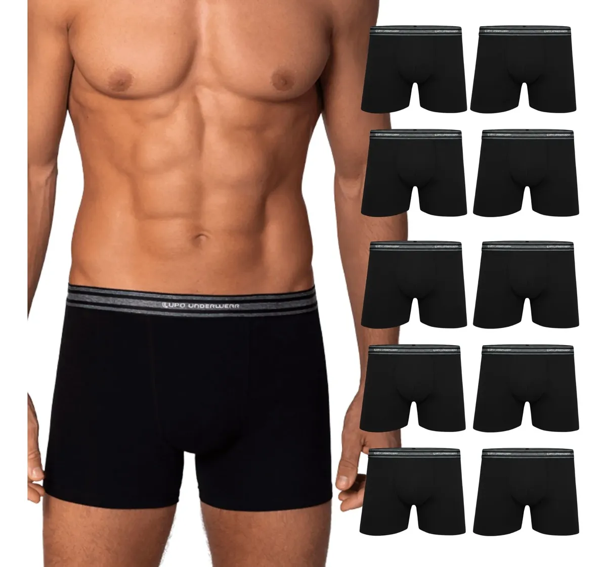 Kit 10 Cueca Boxer Lupo Algodão Cotton Conforto Original Box