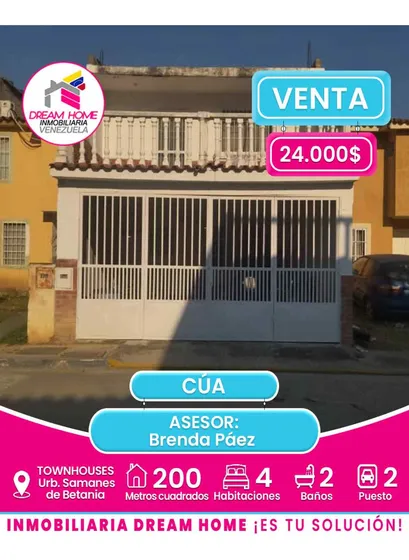 Townhouses En Venta Urb. Samanes De Betania - Cúa
