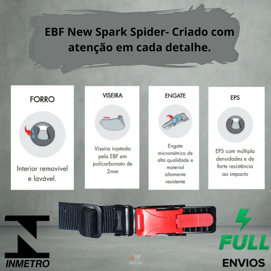 Capacete Moto Esportivo Masculino Feminino Ebf Spark Spider — foto 9