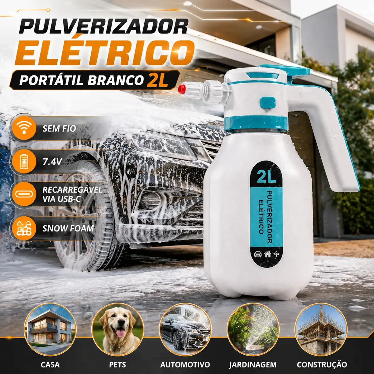 Pulverizador Elétrico Borrifador Portátil Alta Pressão Para Lavagem Automotivo E Limpeza Doméstica Detalhamento Jardim U
