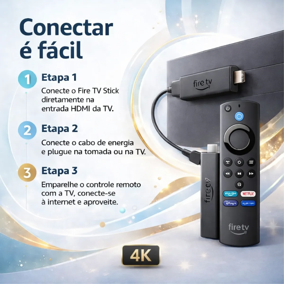 Amazon Firetv Stick 4k Stick Wi-fi-6 Com Alexa Por Voz Preto — imagem 3