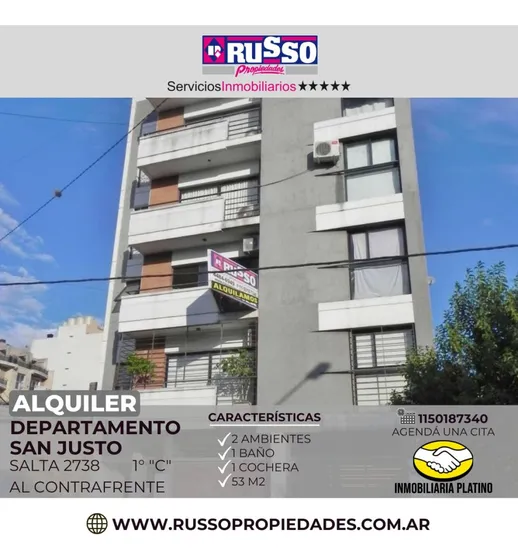 Alquiler Departamento 2 Ambientes San Justo