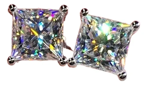 Brincos Quadrados De Diamante Branco, Joias, Presentes, Pier