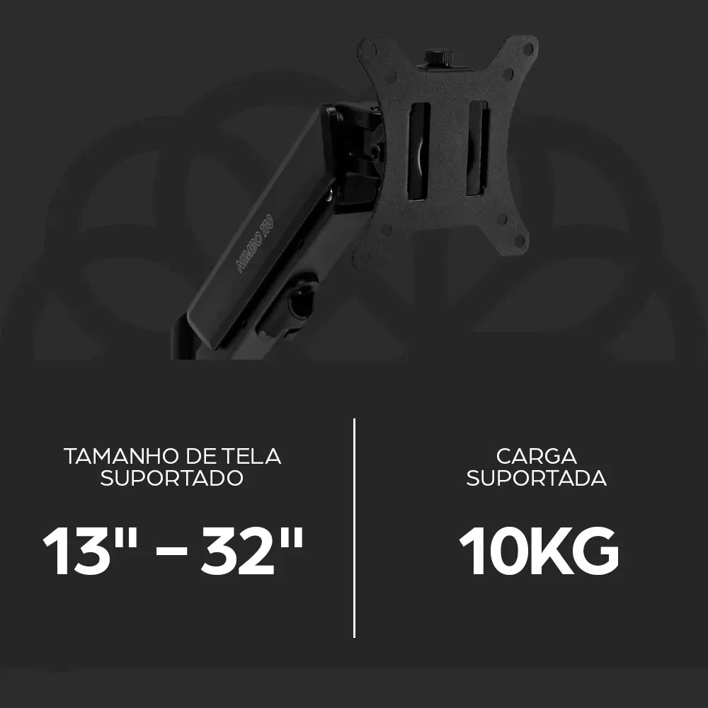Suporte Articulado Para Monitor 13 A 32 Pistão A Gás Ajustável Zinnia Nimbo 110 Preto