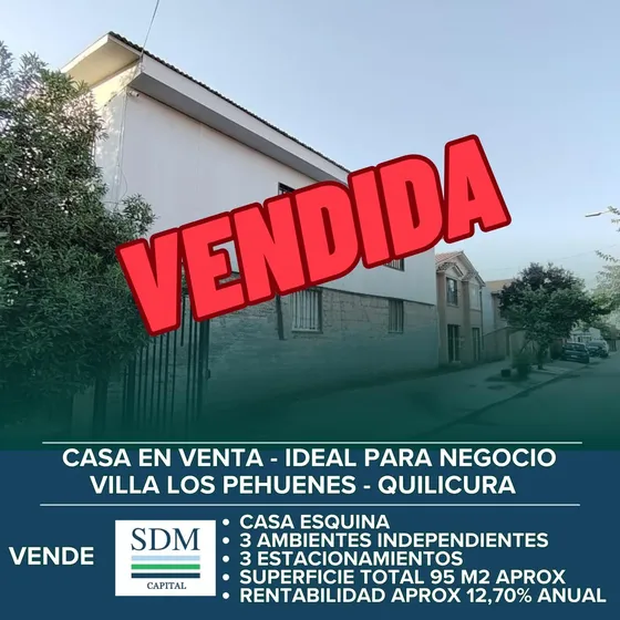Venta Casa Quilicura Con Alta Rentabilidad Para Negocio
