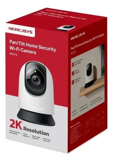 Câmera de segurança Wi-Fi MC210 da Mercusys na embalagem