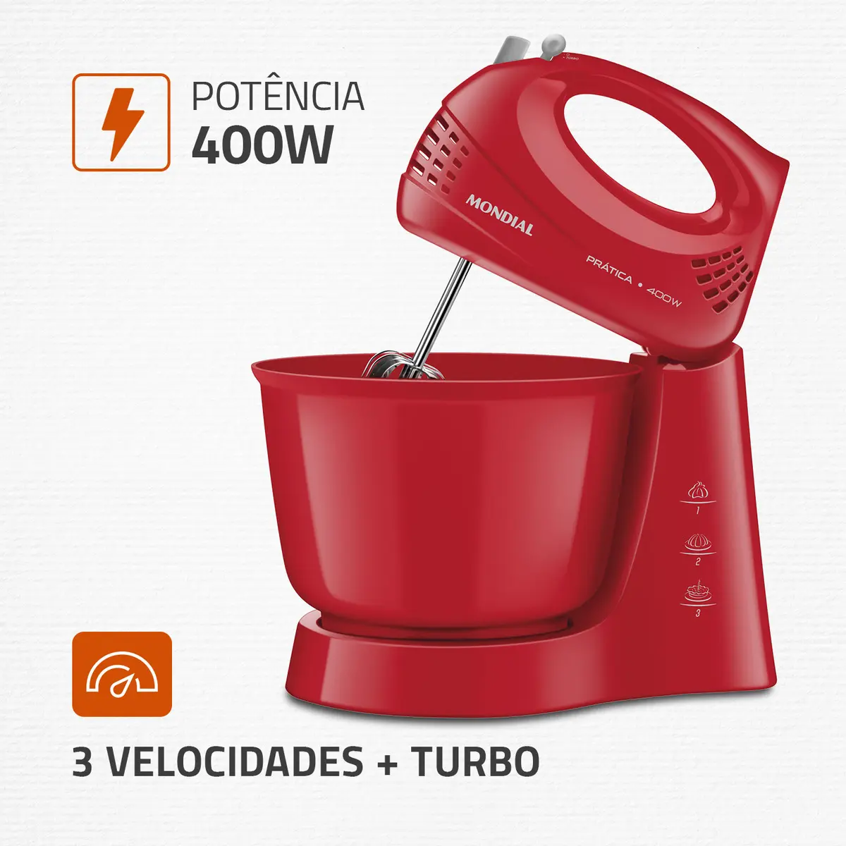 Batedeira Power Prática Mondial 400W - B-44-R — detalhes do produto