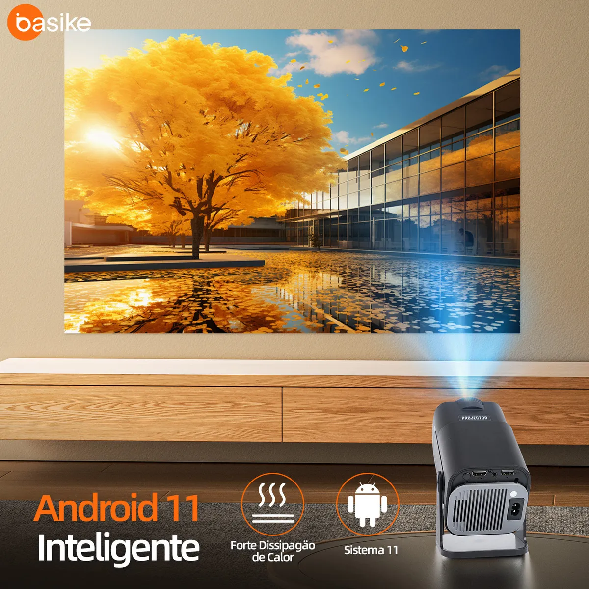 Projetor 4k, Mini Projetor, Android 11, Hdmi Tv, Ultra Hd, Smart Cinema 1280p, Wi-fi 6 2.4g+5.0g, Bluetooth 5.0, 12000LM, 200 Ansi Lumens, Cor Preto