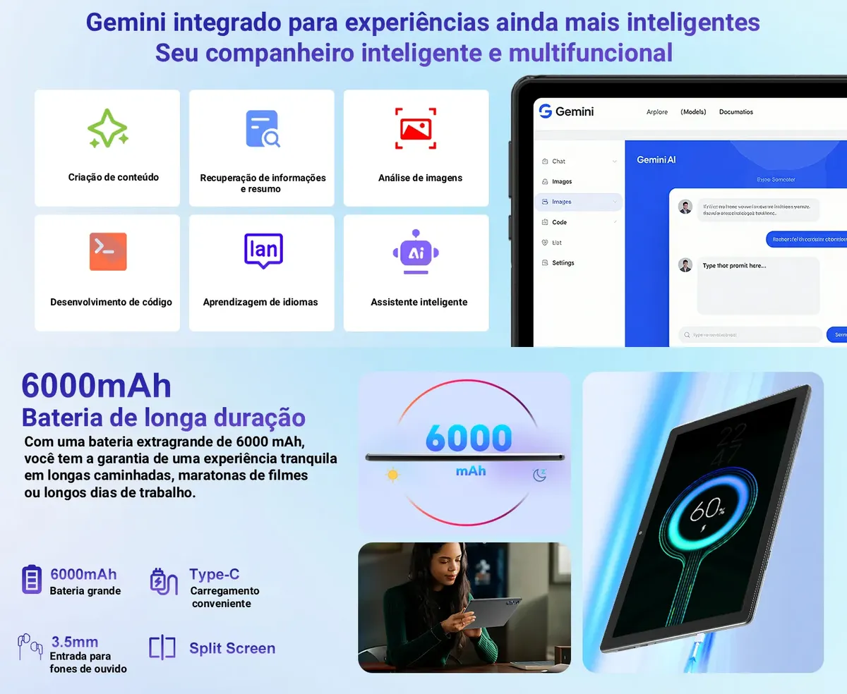 Tablet 10  Android 15 30gb+64gb Rom Wifi 6 Com Mouse Teclado - foto 6