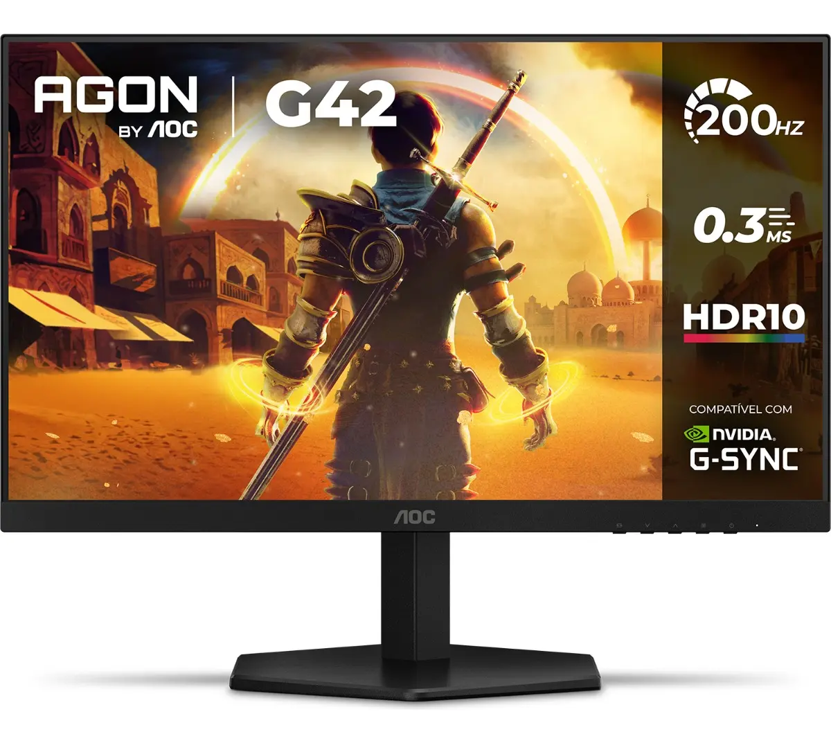 Monitor Gamer Aoc Agon G42 24  200hz 0,3ms Ips 24g42he Preto 127/220v