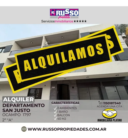 Departamento Dos Ambientes A Estrenar En Alquiler
